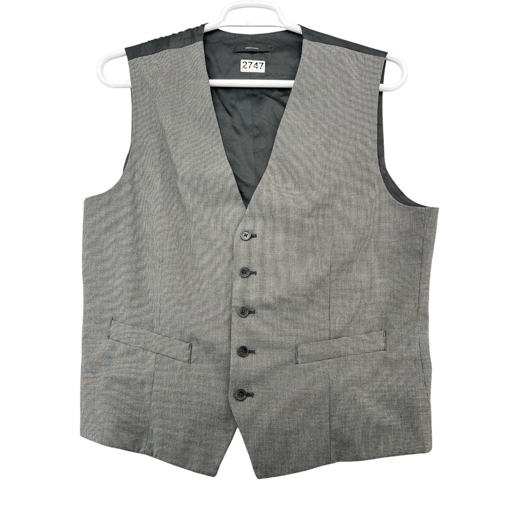 Express Men's Suit Vest Size L Gray Black Houndstooth 5 Button Dress Waistcoat